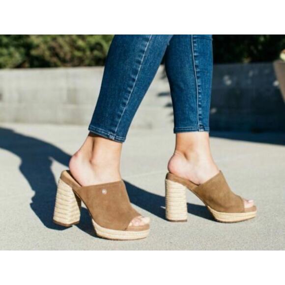 YellowBox Suede Espadrille Platform Block Heel Mule Indie Hippie Boho 9.5 NWOT - Picture 1 of 6